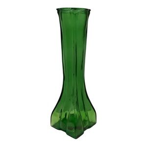 Vintage Europa 1409 Green Glass Vase – 9 Inch Mid-Century Art Glass